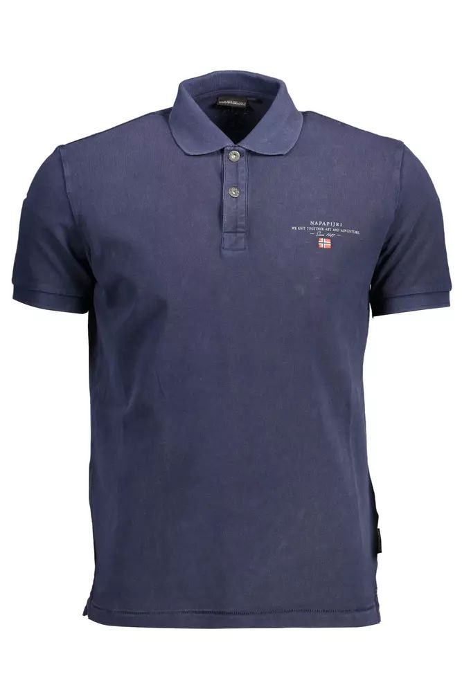 Napapijri Sophisticated Blue Cotton Polo with Embroidery