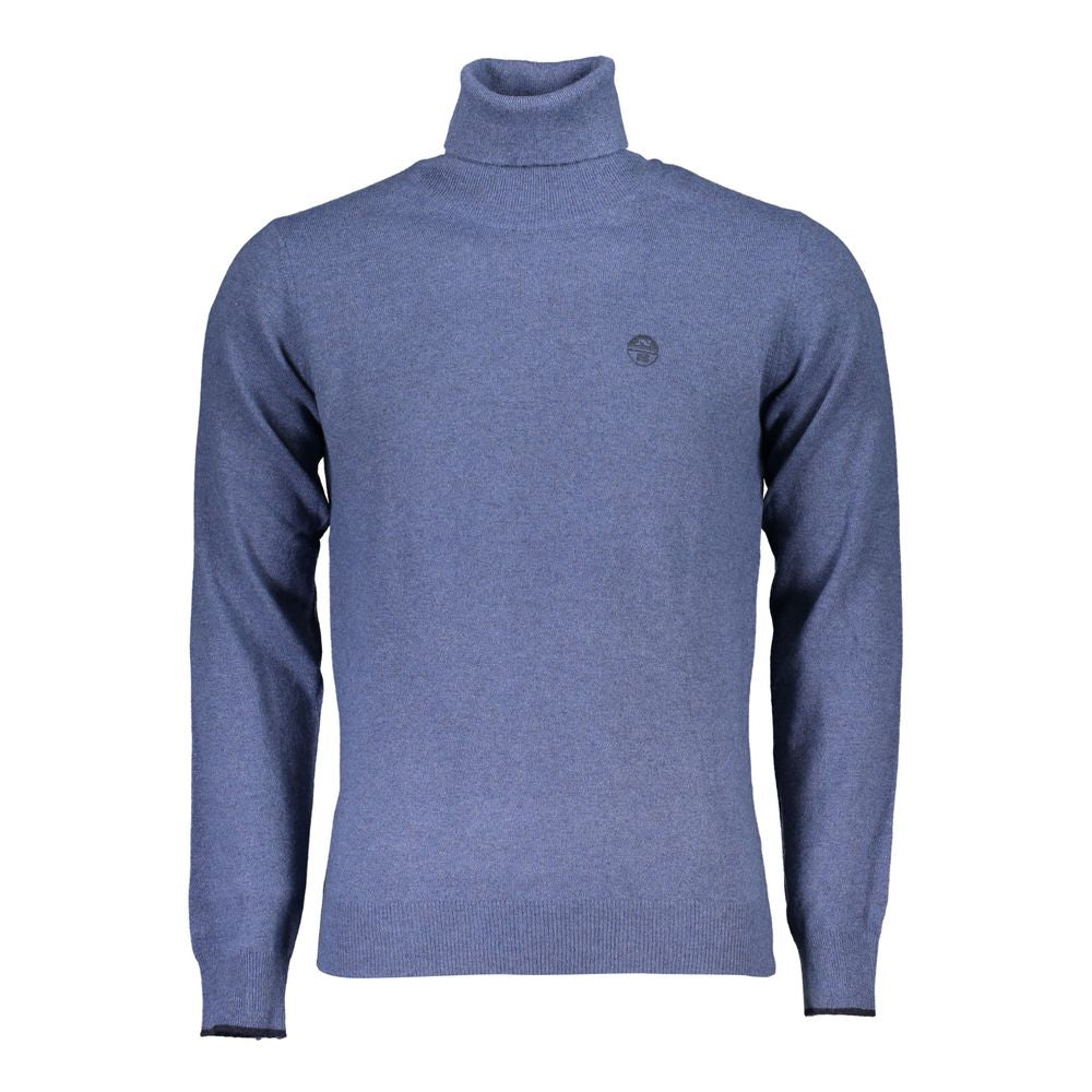 North Sails Elegant Blue Turtleneck Sweater with Embroidery