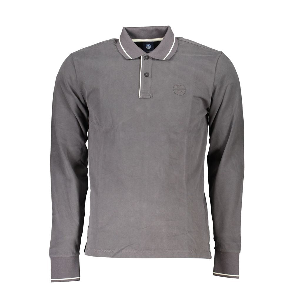 North Sails Sleek Gray Long-Sleeve Polo with Contrast Details