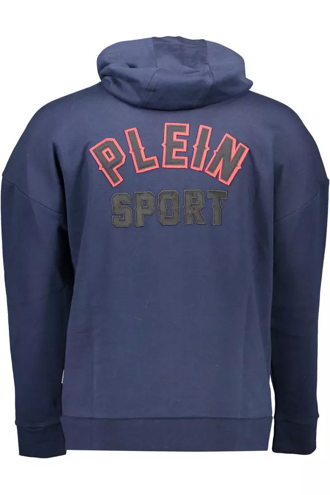 Plein Sport Chic Blue Hooded Sweatshirt with Contrasting Details