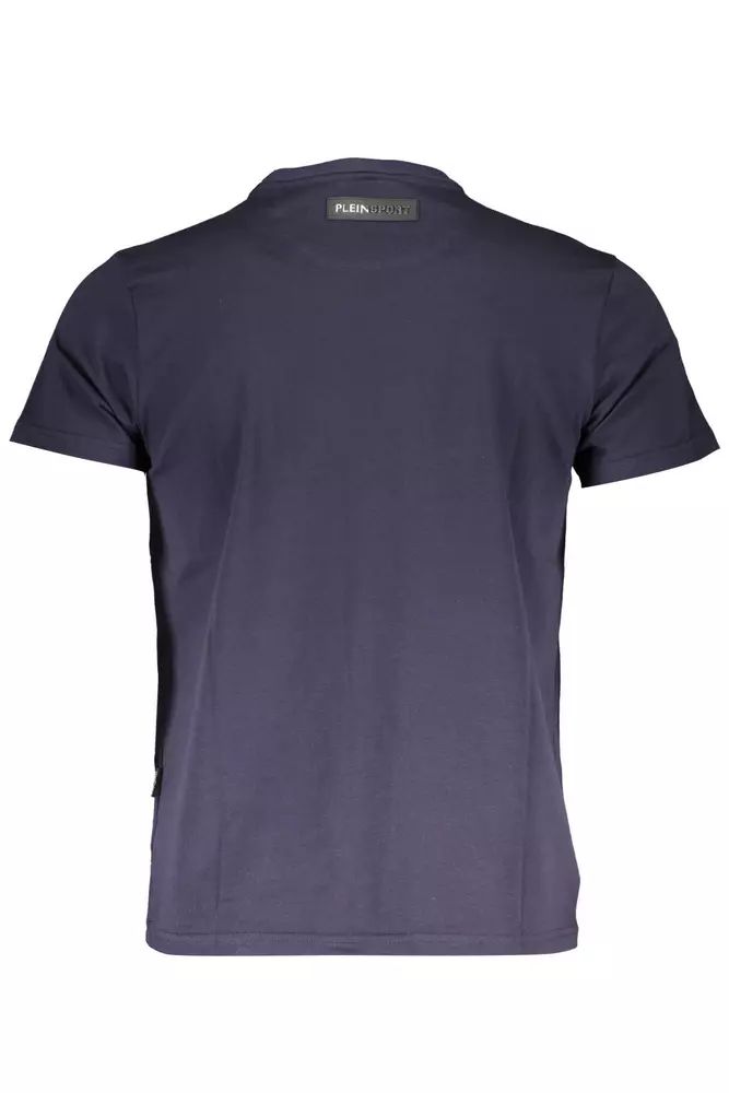 Plein Sport Electric Blue Cotton Tee with Edgy Print