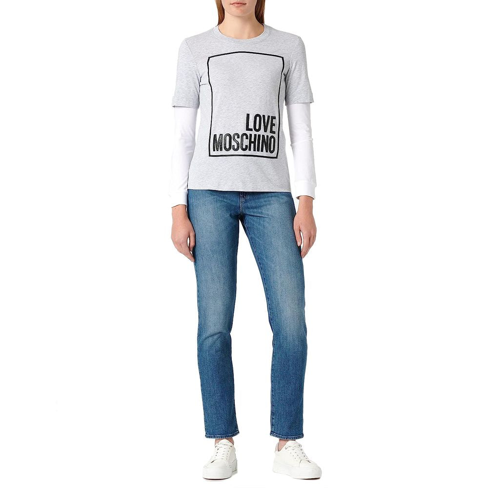 Love Moschino Сиви памучни топове и тениска