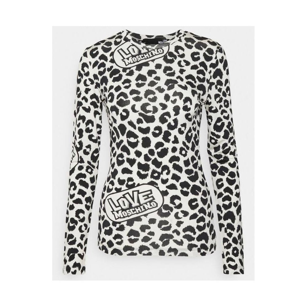 Бял вискозен пуловер Love Moschino