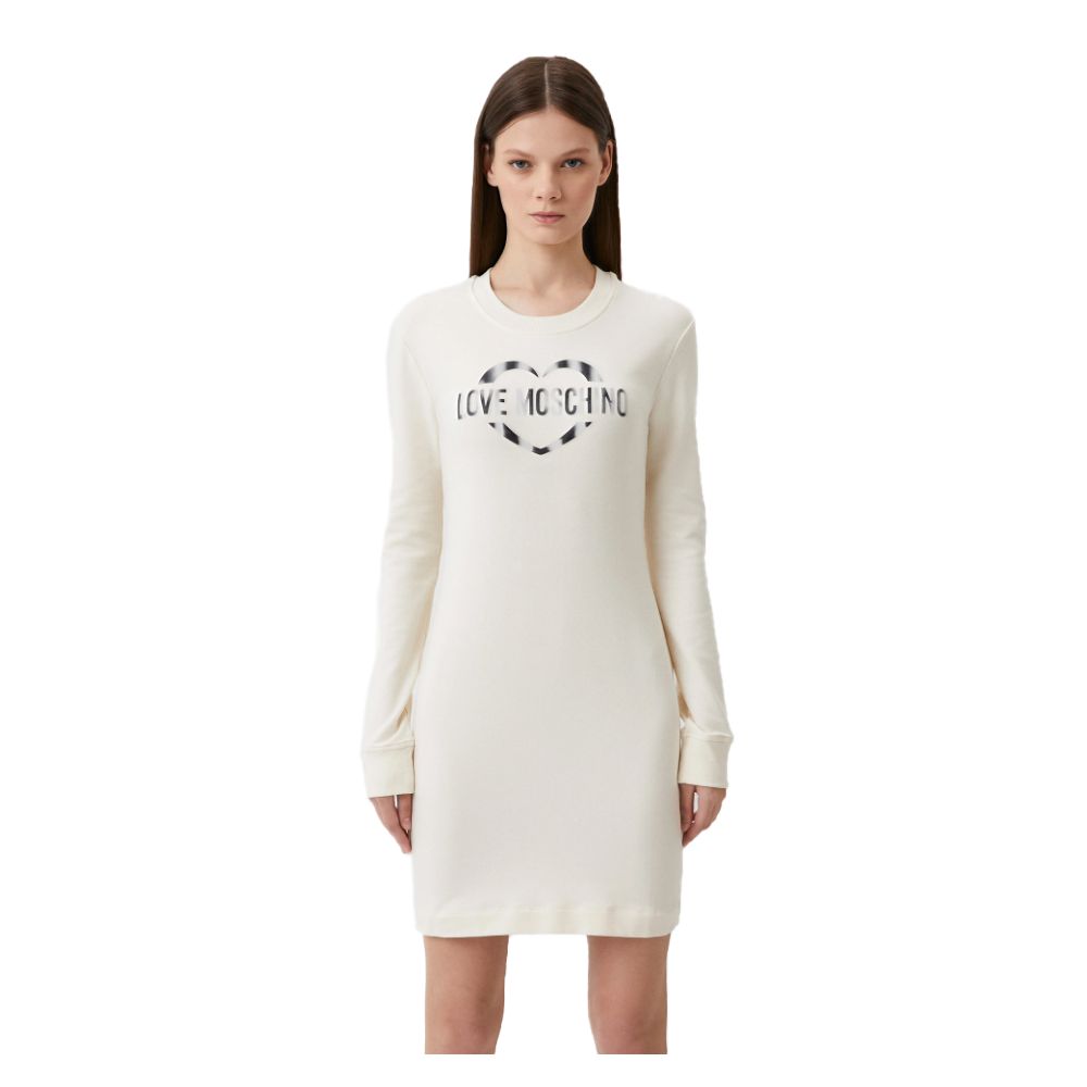 Бяла памучна рокля Love Moschino