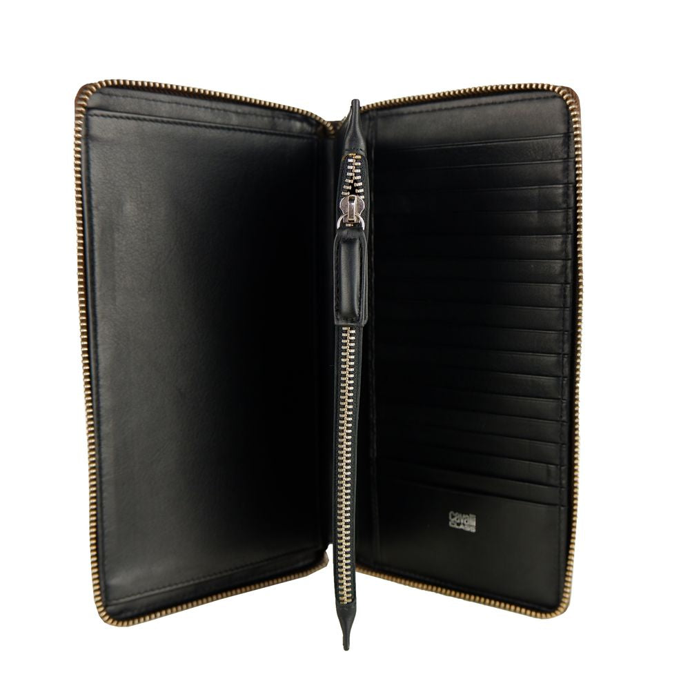 Кафяв кожен портфейл Cavalli Class
