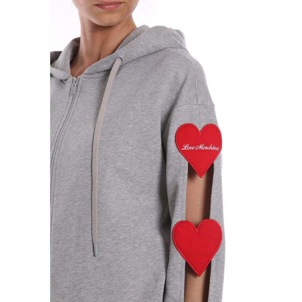 Сив памучен пуловер Love Moschino