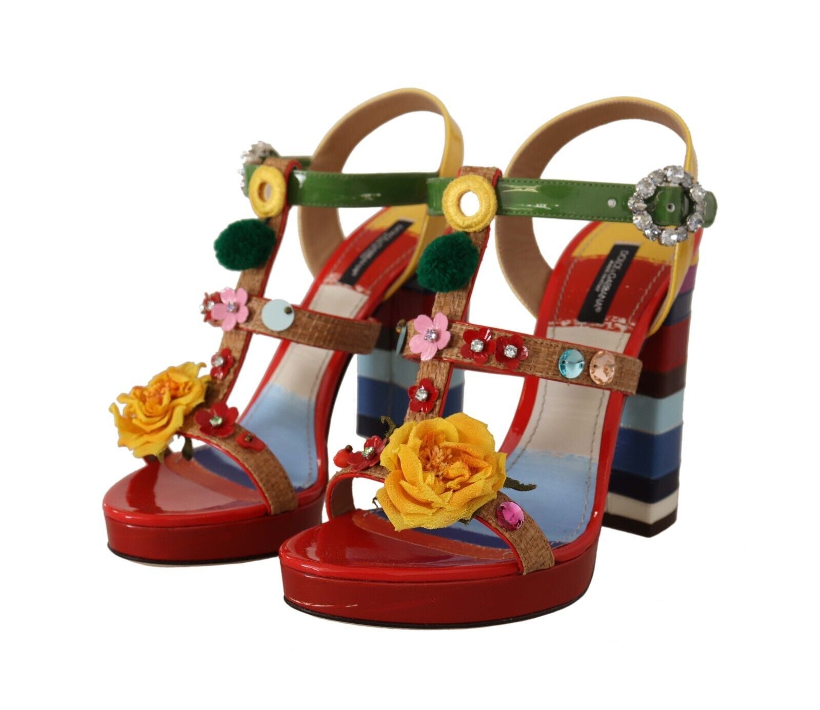 Dolce & Gabbana Multicolor Floral Ankle Strap Heels