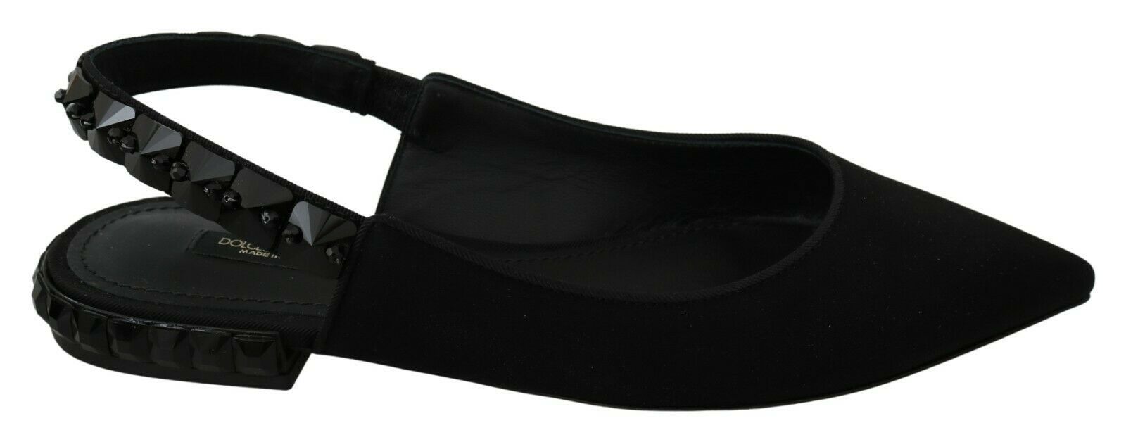 Обувки Dolce & Gabbana с черни равни обувки Slingback Charmeuse