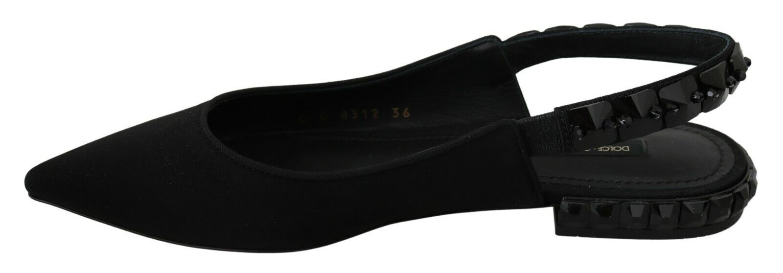 Обувки Dolce & Gabbana с черни равни обувки Slingback Charmeuse