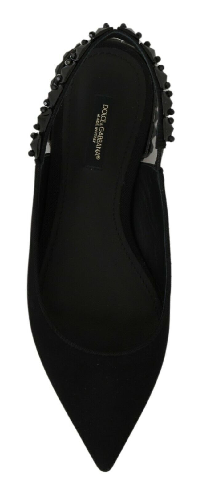 Обувки Dolce & Gabbana с черни равни обувки Slingback Charmeuse