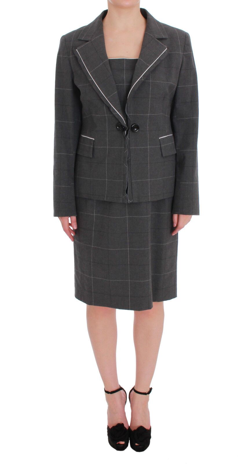 BENCIVENGA Elegant Checkered Cotton-Blend Suit Set