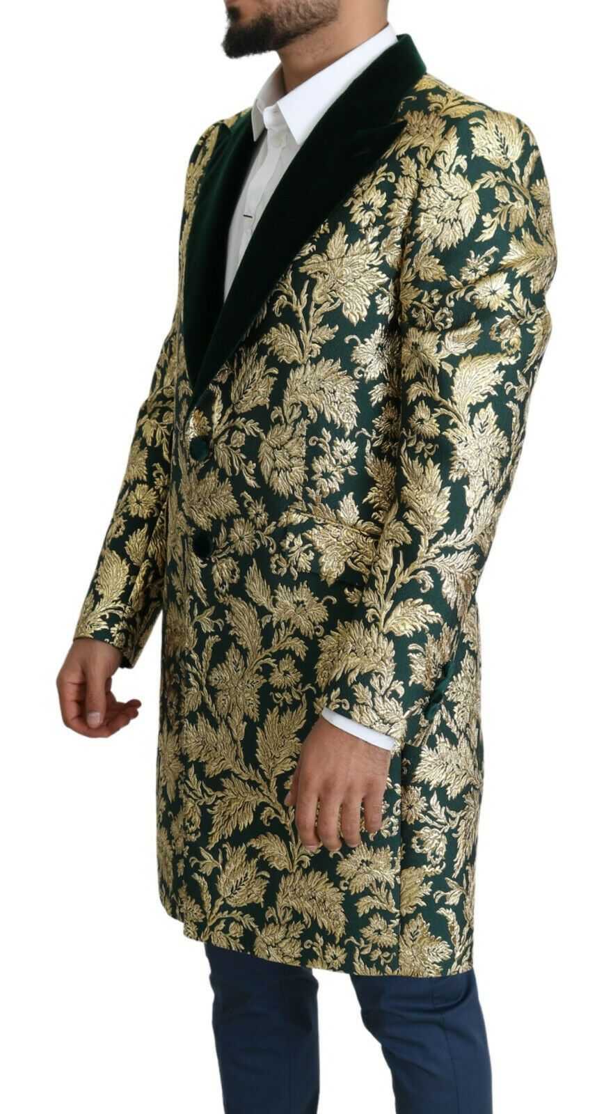 Dolce & Gabbana Elegant Gold Green Jacquard Sicilia Jacket