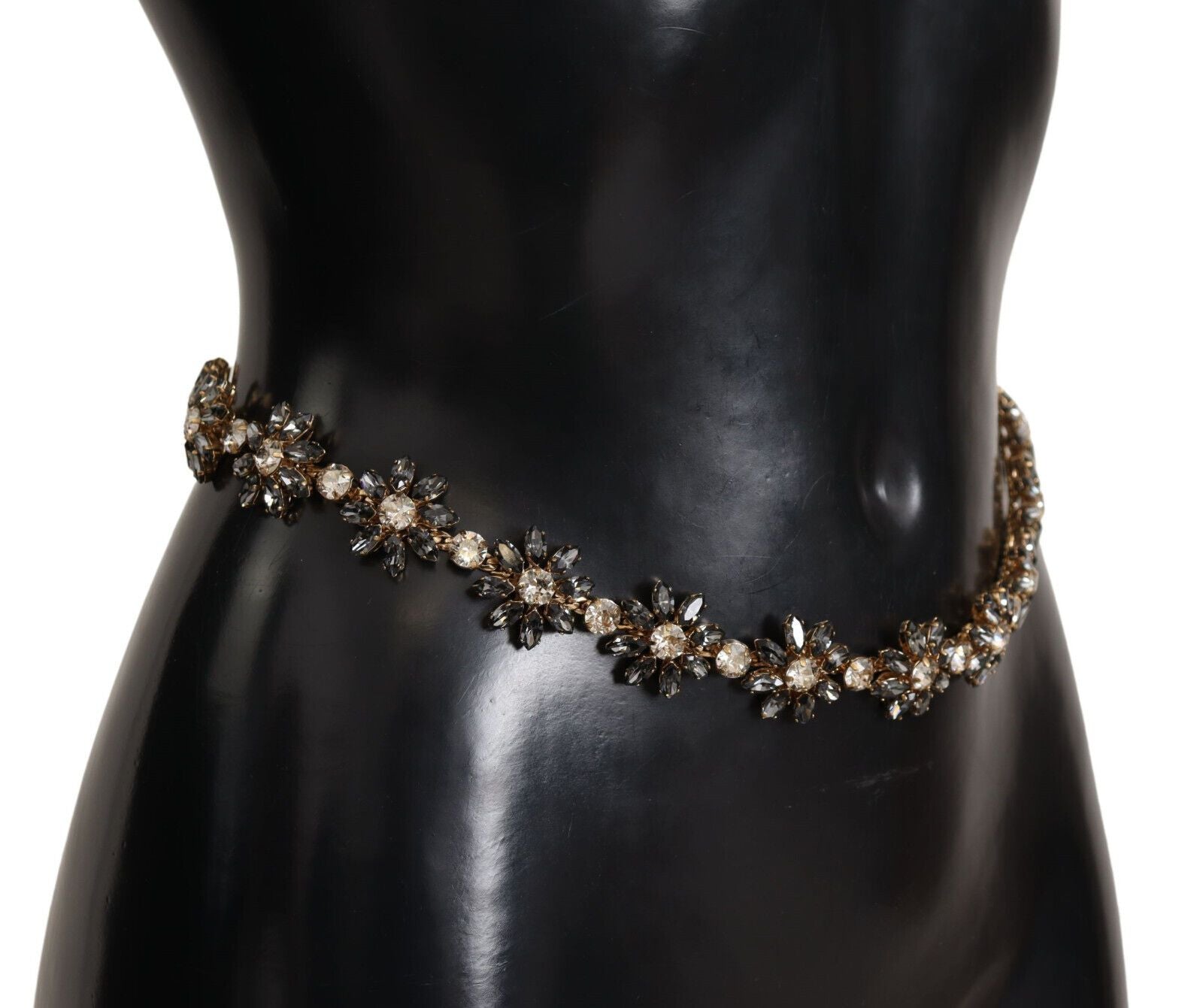 Колан Dolce & Gabbana Black Daisy Crystal Dauphine Texture