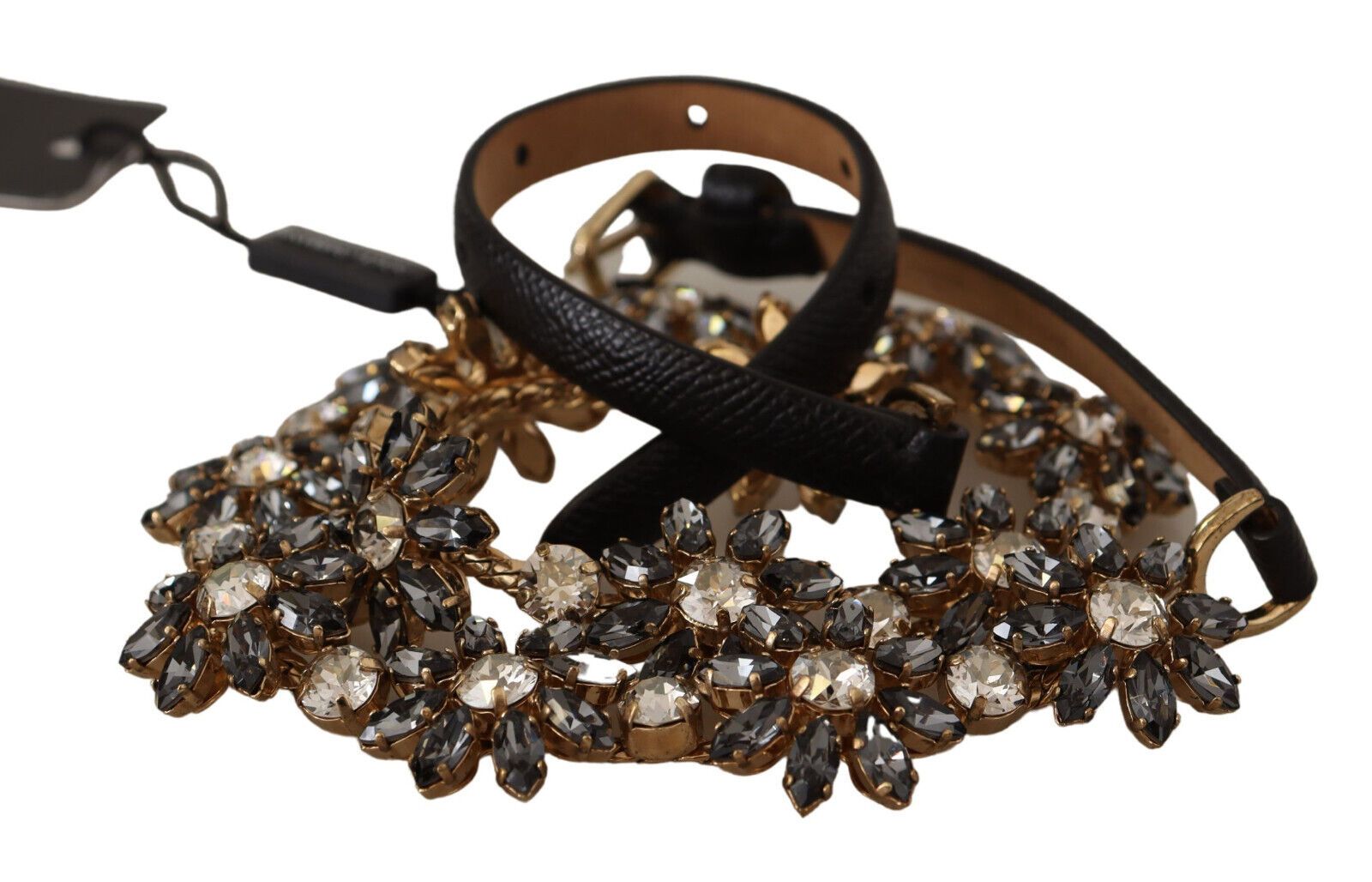Колан Dolce & Gabbana Black Daisy Crystal Dauphine Texture