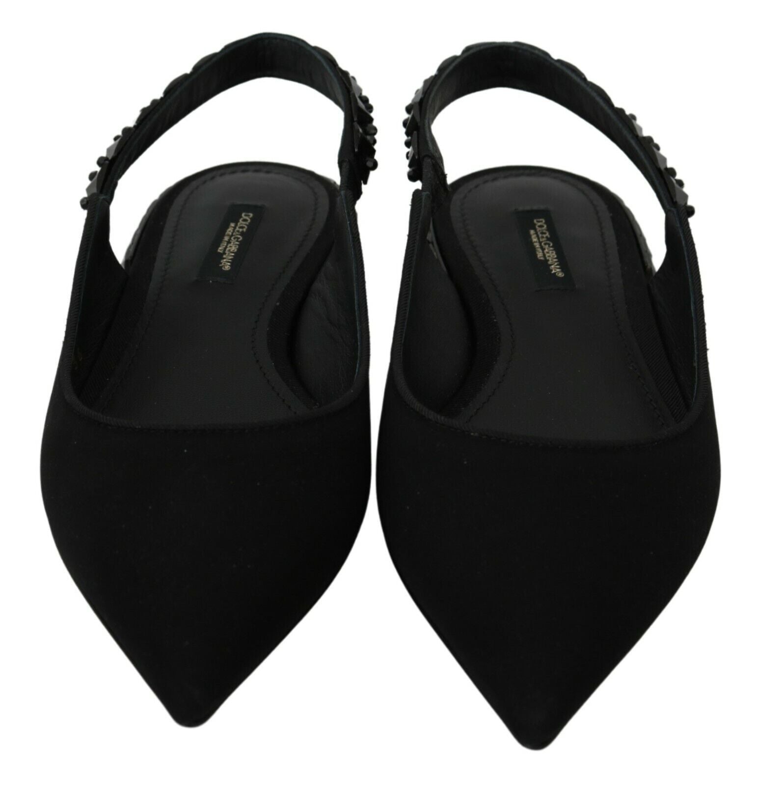Обувки Dolce & Gabbana с черни равни обувки Slingback Charmeuse