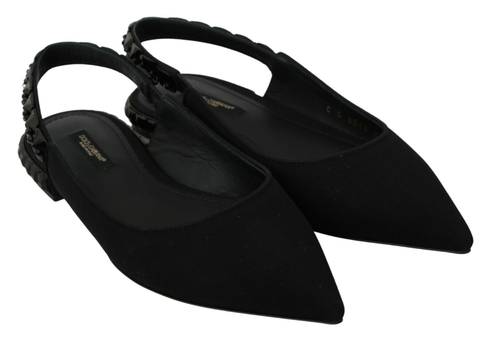 Обувки Dolce & Gabbana с черни равни обувки Slingback Charmeuse