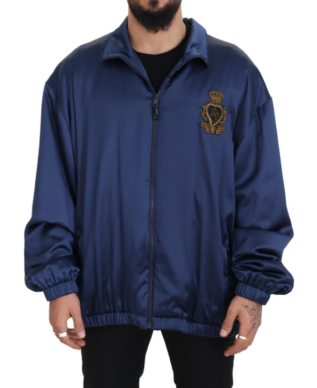 Dolce & Gabbana Blue Heraldic Patch яке с пълен цип KHALED