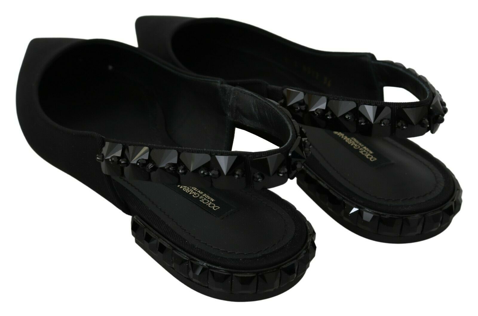 Обувки Dolce & Gabbana с черни равни обувки Slingback Charmeuse