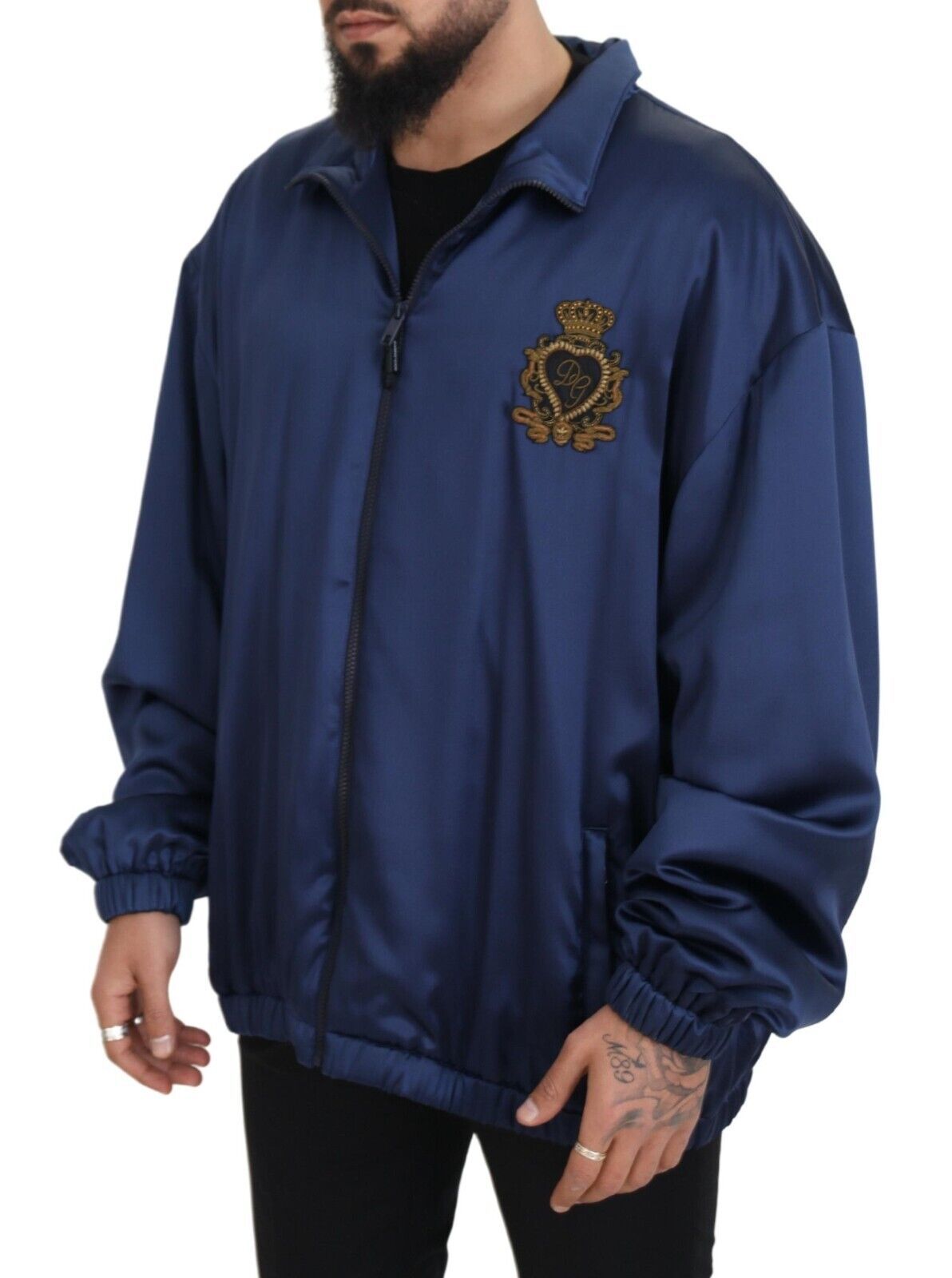 Dolce & Gabbana Blue Heraldic Patch яке с пълен цип KHALED