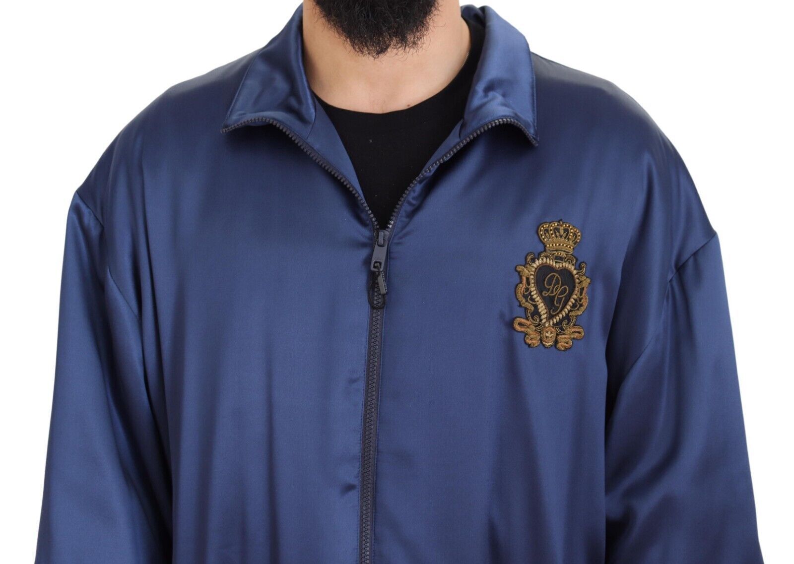 Dolce & Gabbana Blue Heraldic Patch яке с пълен цип KHALED