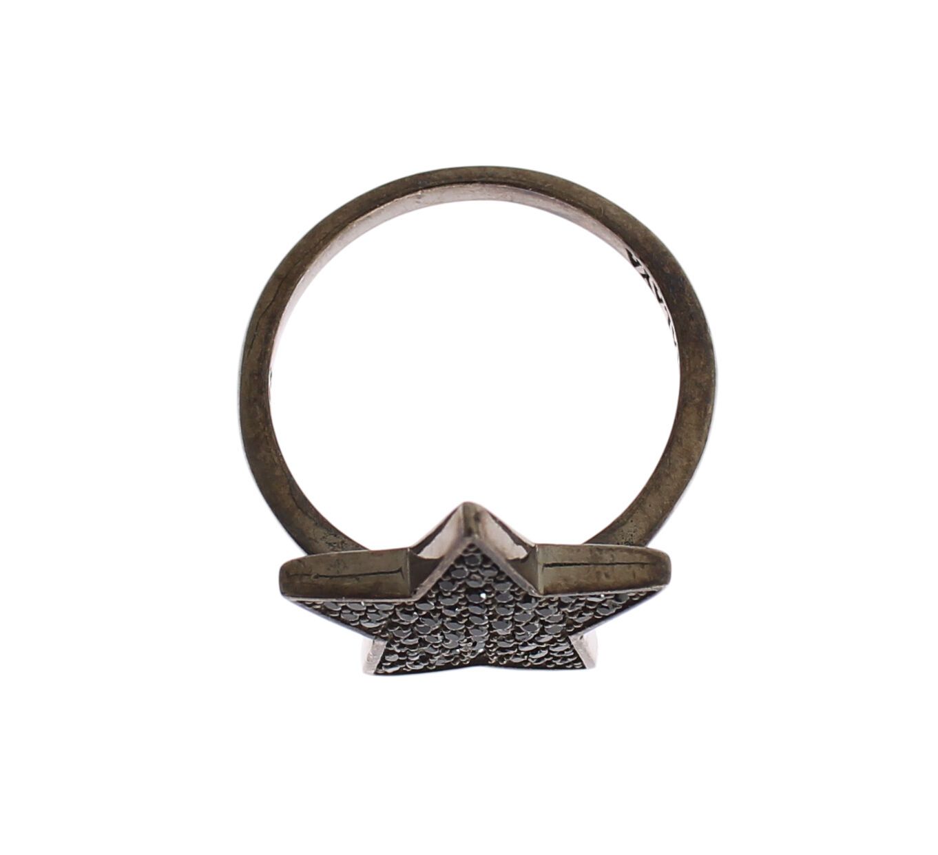 Сребърен дамски пръстен Nialaya Black CZ Star 925