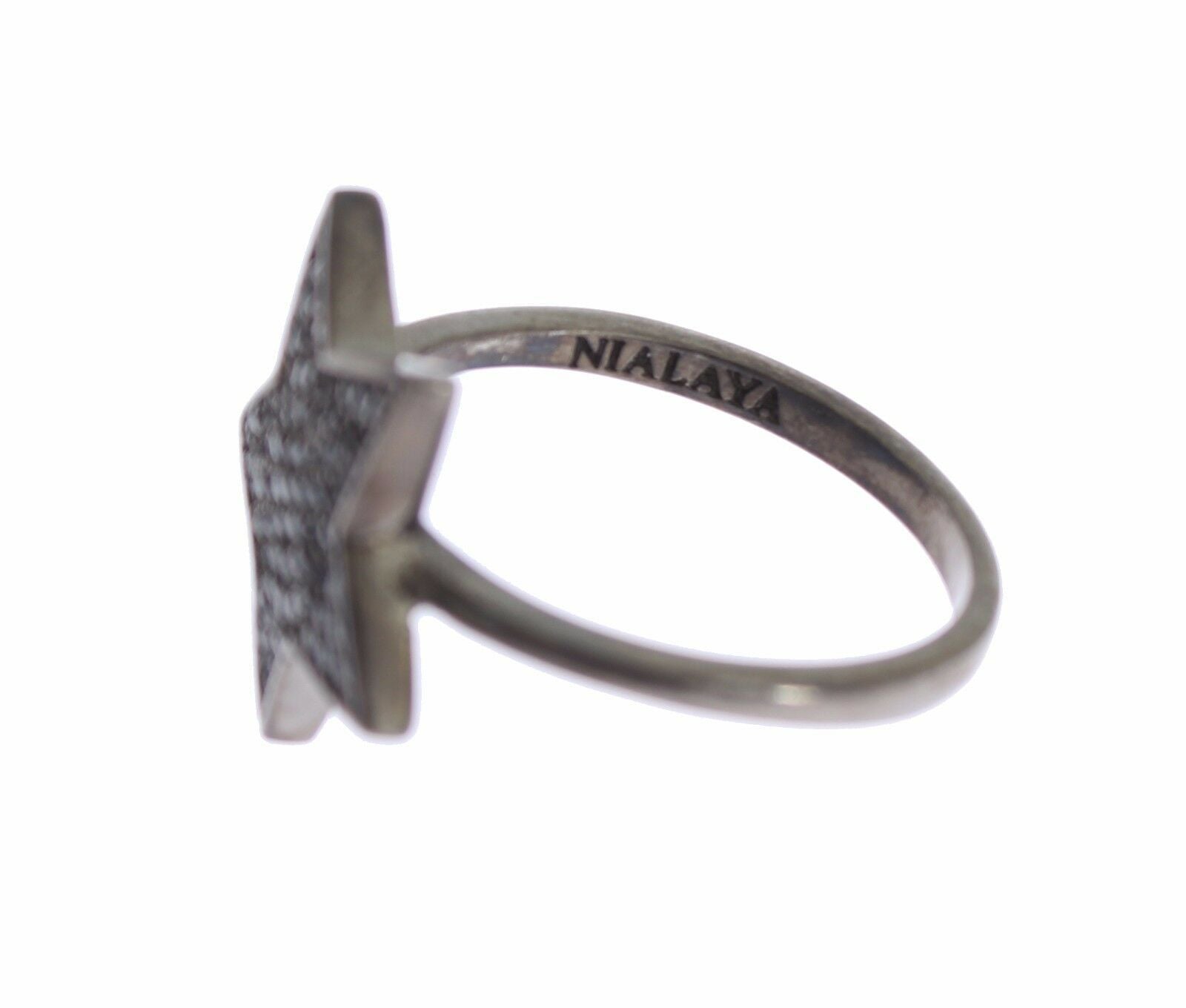 Сребърен дамски пръстен Nialaya Black CZ Star 925