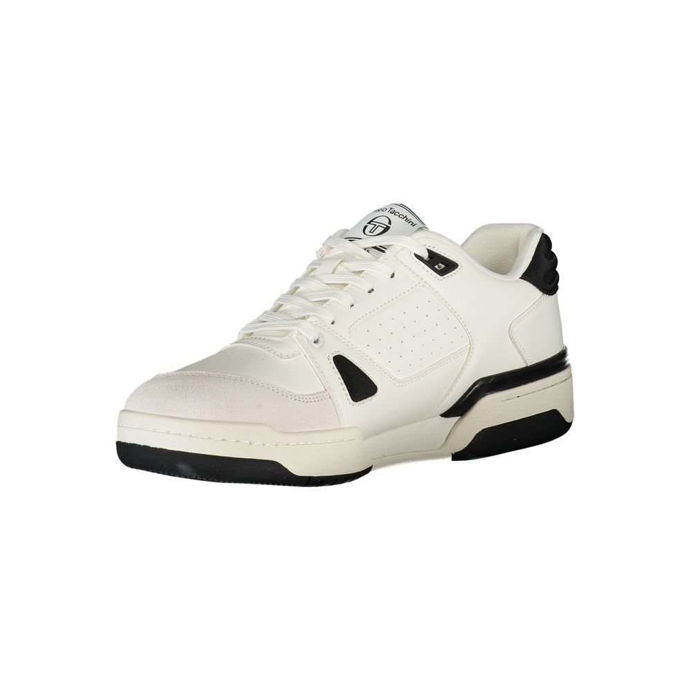 Sergio Tacchini Sleek White Lace-up Sneakers with Contrast Details