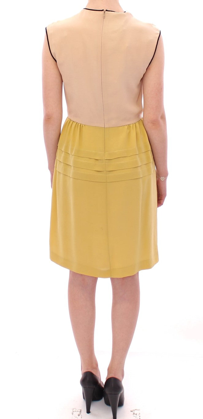 Многоцветна копринена рокля-калъф FILOS без ръкави