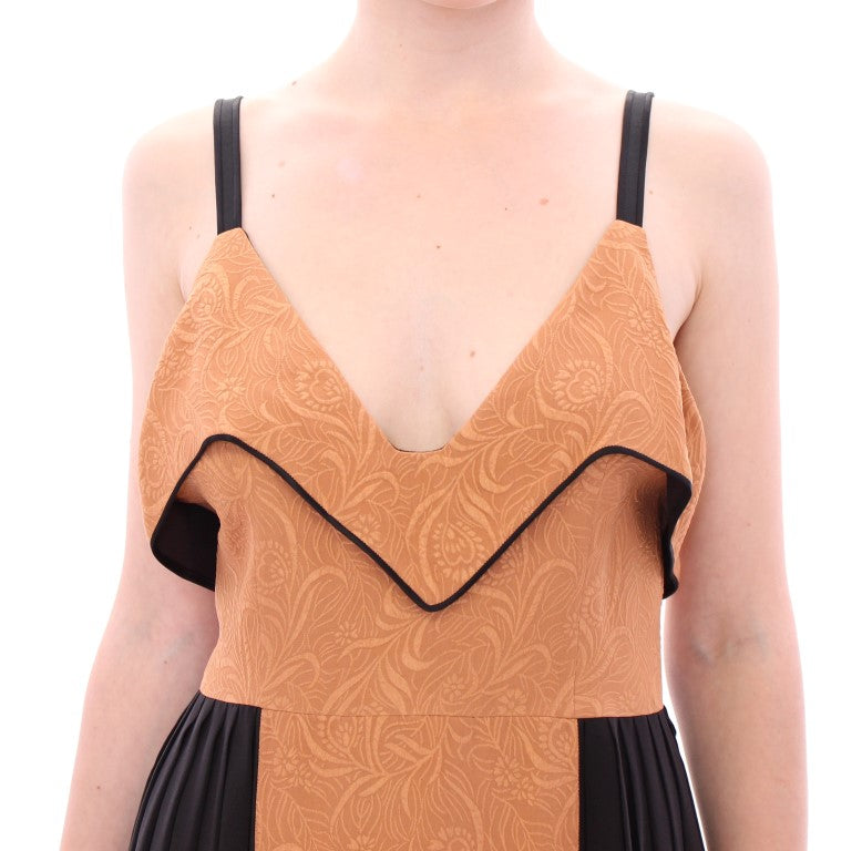 Рокля без ръкави FILOS в бронзово и черно копринено