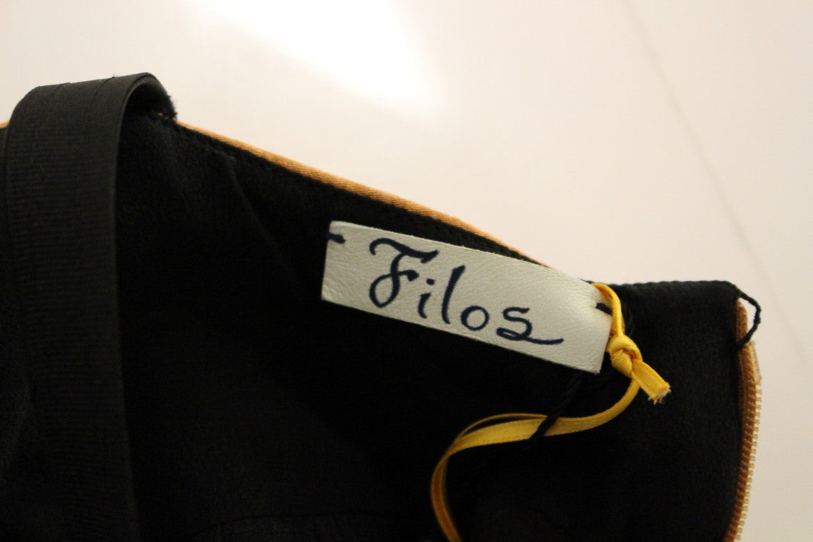 Рокля без ръкави FILOS в бронзово и черно копринено