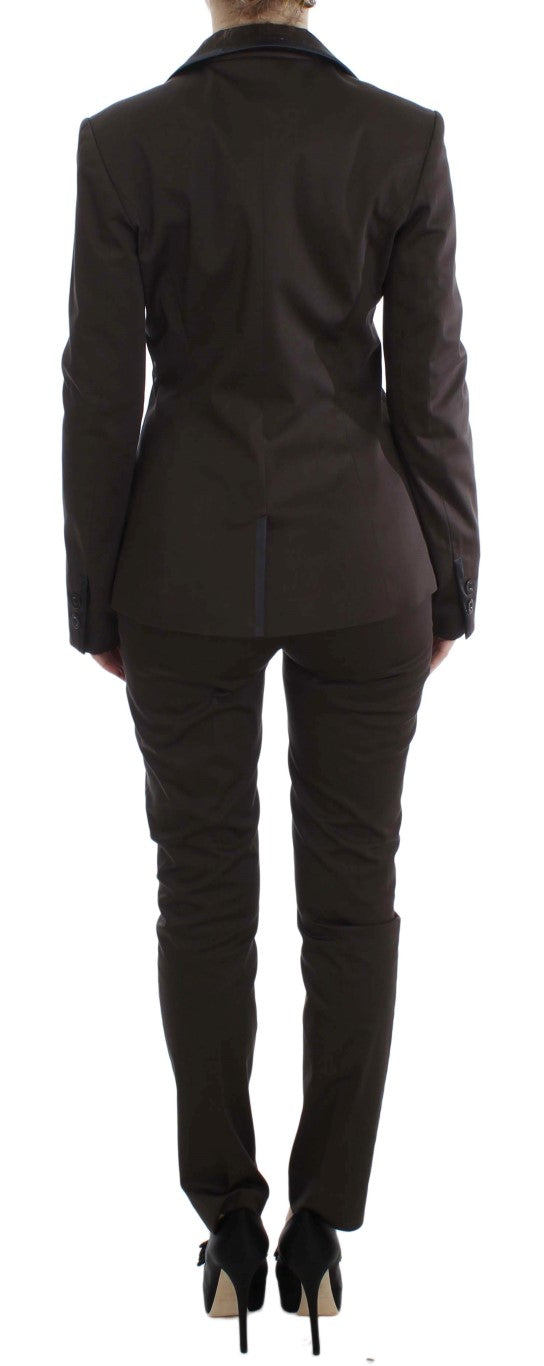 Exte Chic Brown Cotton-Elastane Suit Set