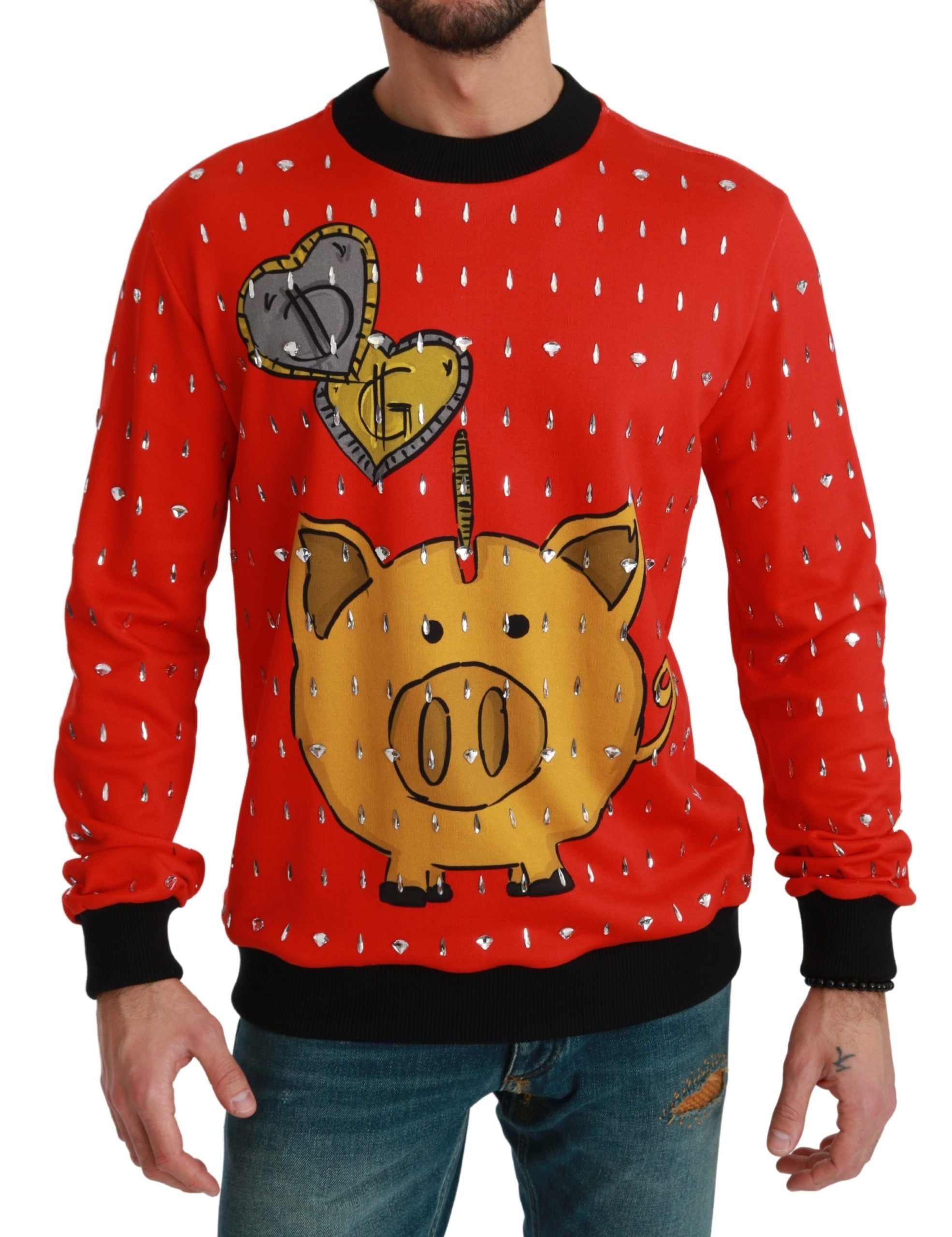 Пуловер Dolce & Gabbana Red Crystal Pig of the Year
