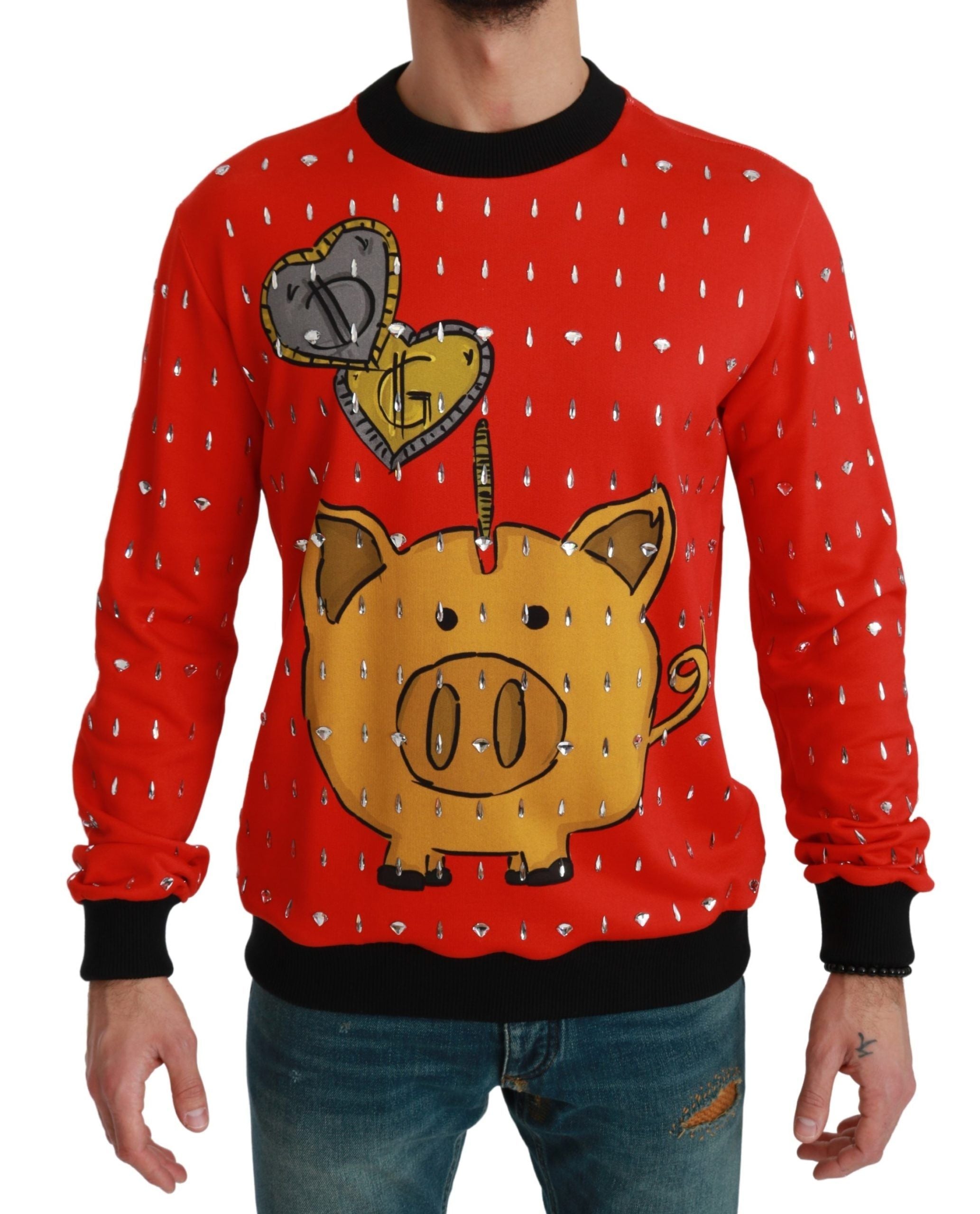 Пуловер Dolce & Gabbana Red Crystal Pig of the Year