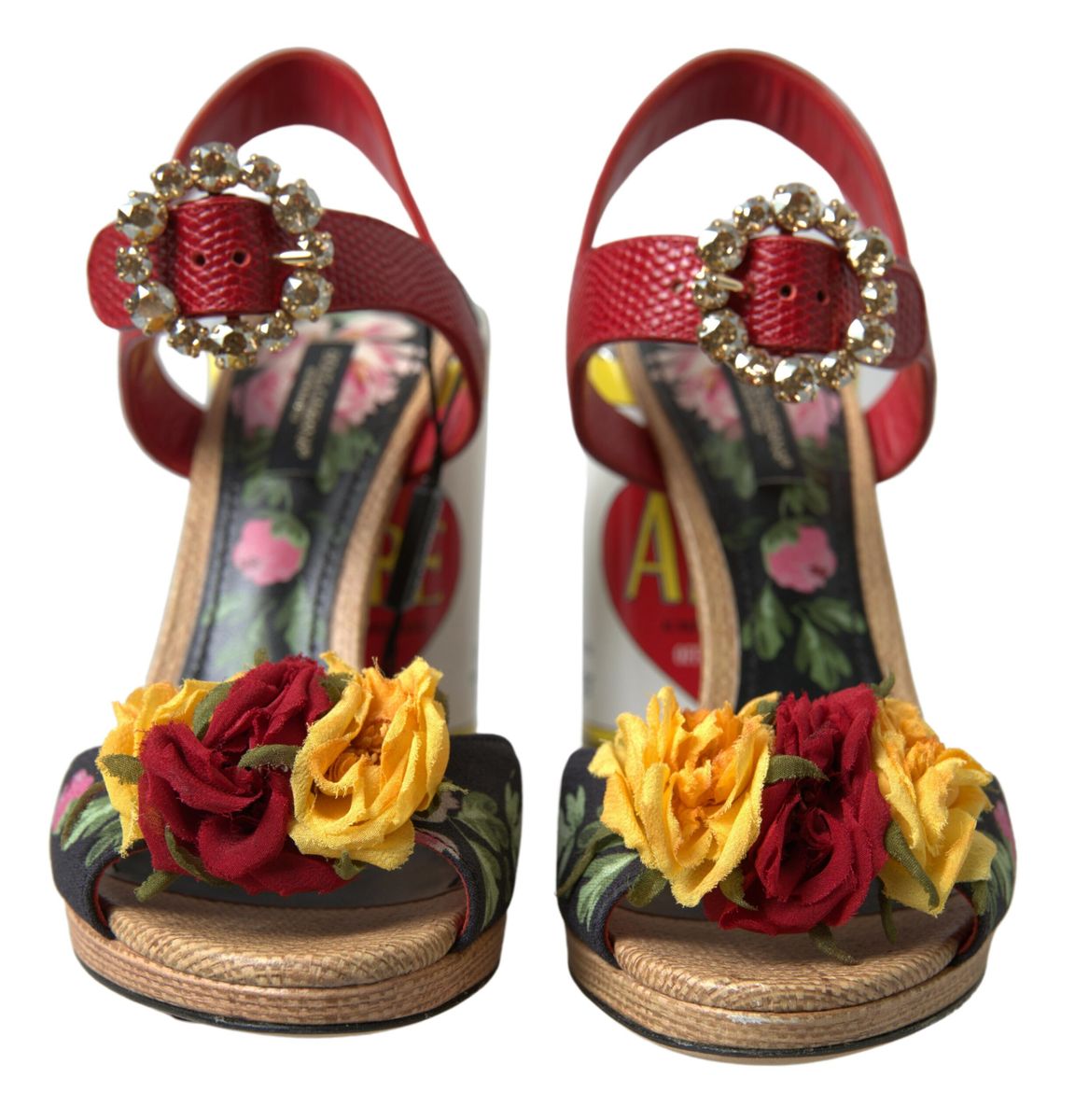 Dolce & Gabbana многоцветни кристални кожени сандали Amore Heels