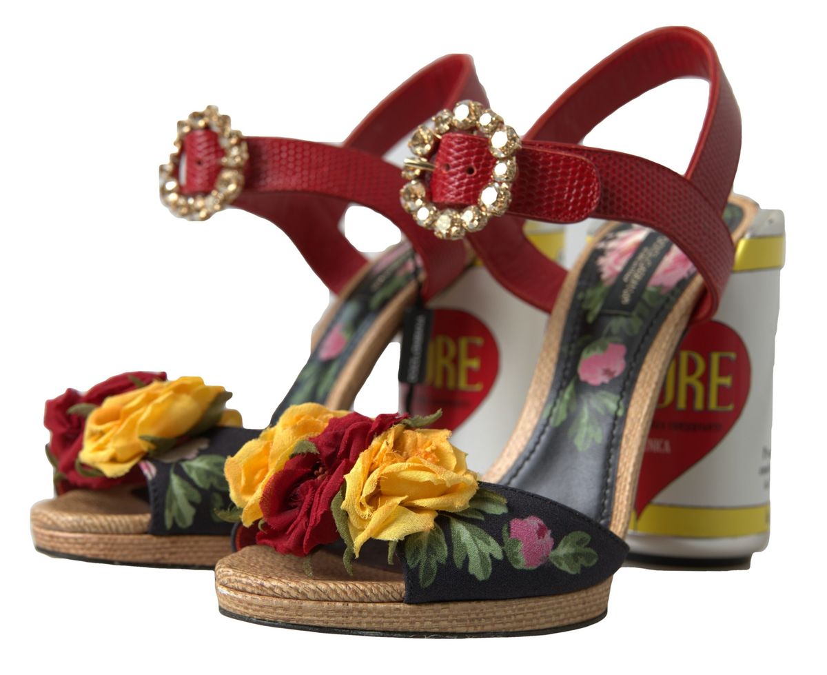 Dolce & Gabbana многоцветни кристални кожени сандали Amore Heels