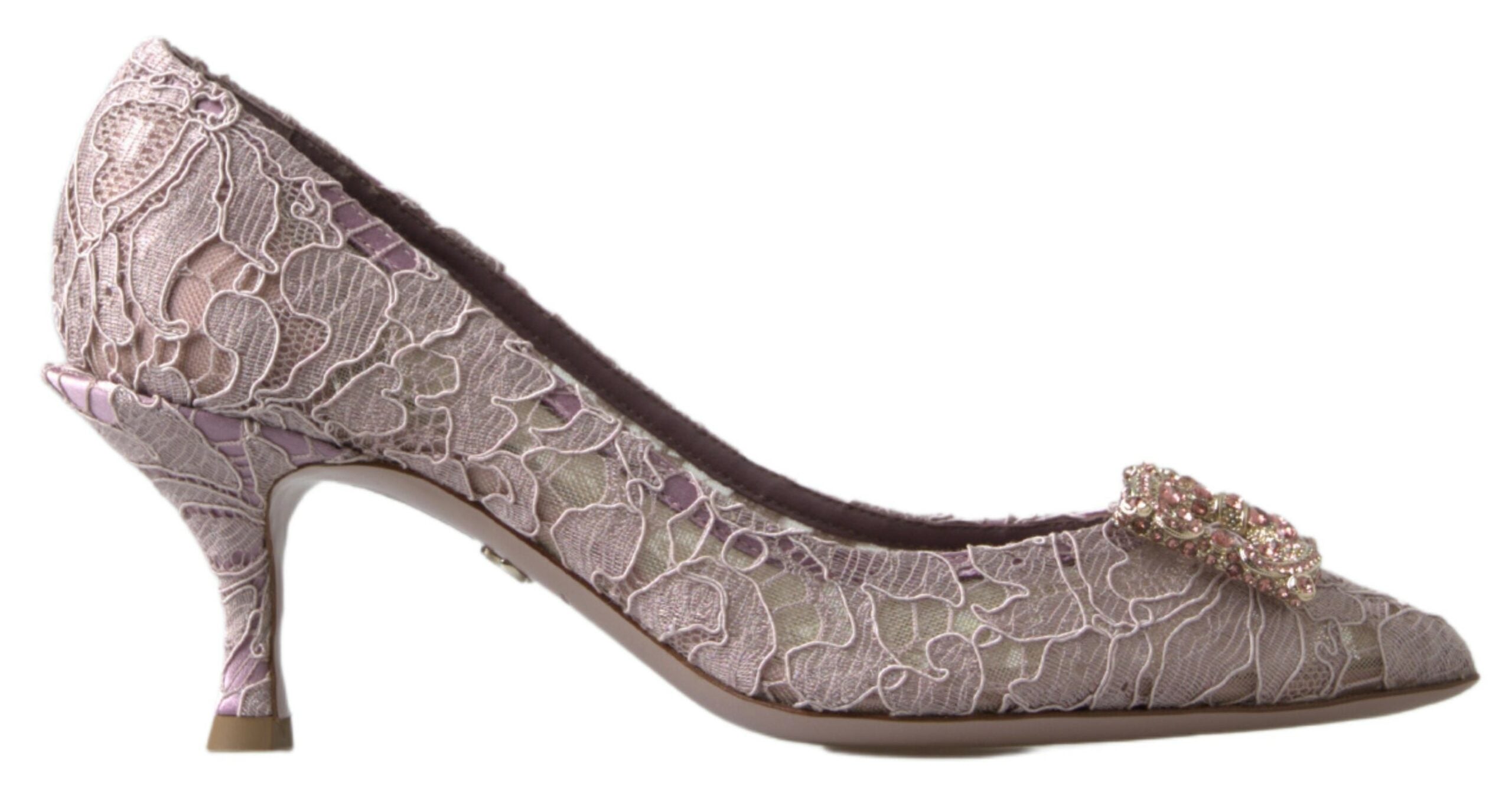 Обувки Dolce & Gabbana Pink Floral Lace DG Crystal Pumps
