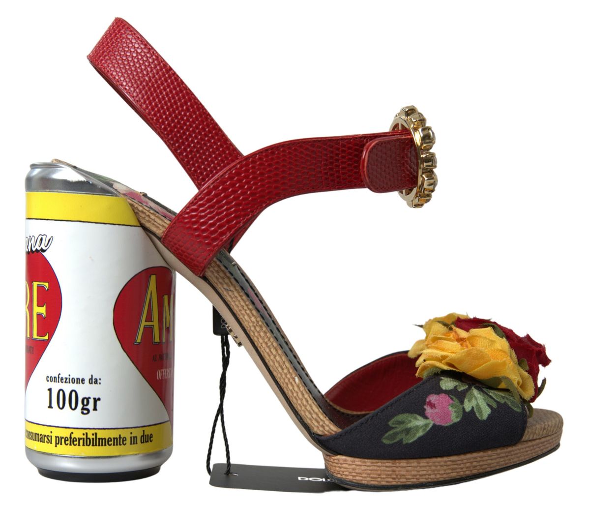 Dolce & Gabbana многоцветни кристални кожени сандали Amore Heels