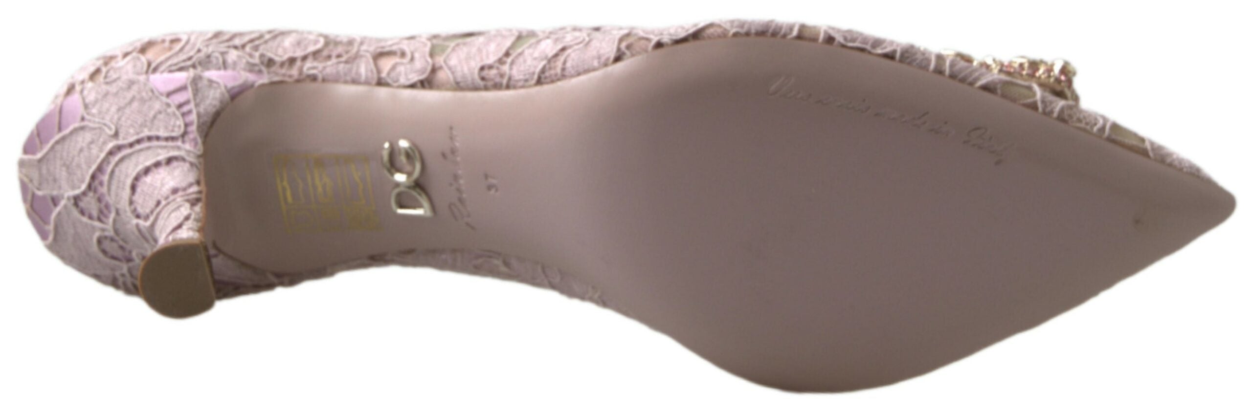 Обувки Dolce & Gabbana Pink Floral Lace DG Crystal Pumps