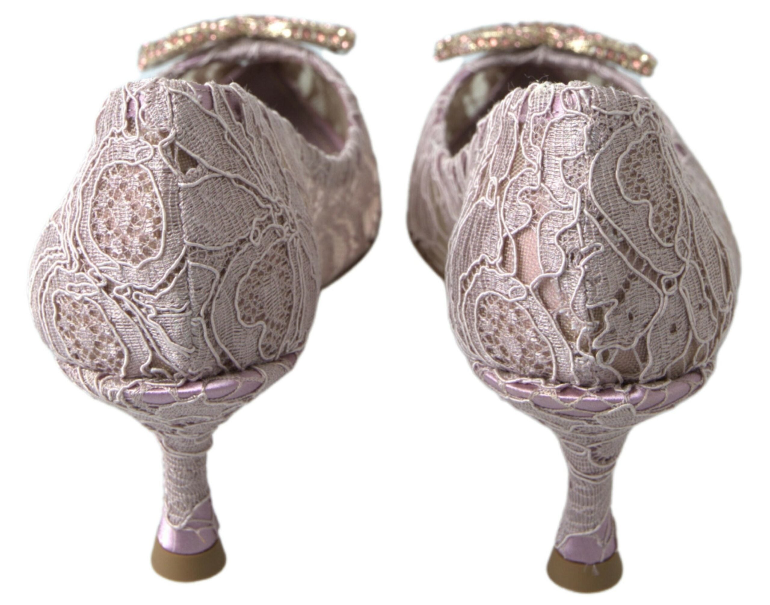 Обувки Dolce & Gabbana Pink Floral Lace DG Crystal Pumps