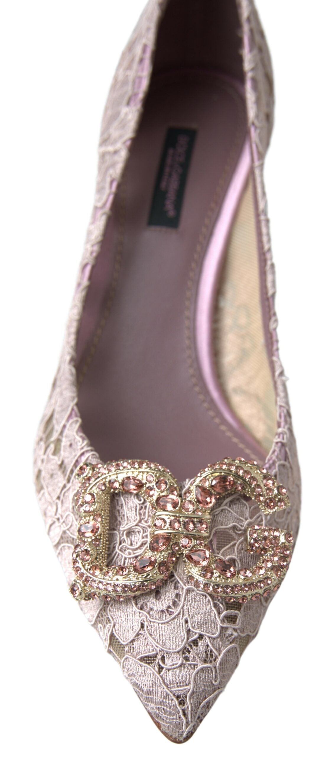 Обувки Dolce & Gabbana Pink Floral Lace DG Crystal Pumps