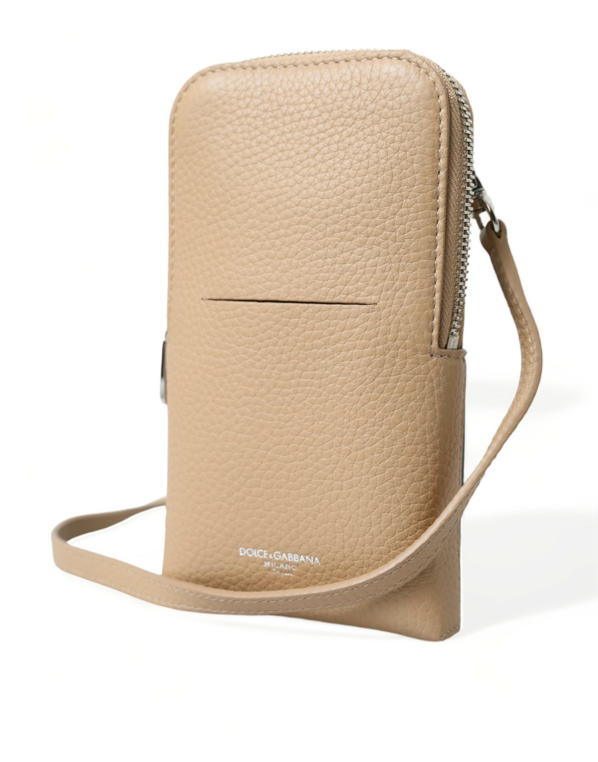 Dolce & Gabbana Chic Beige Leather Crossbody Phone Bag
