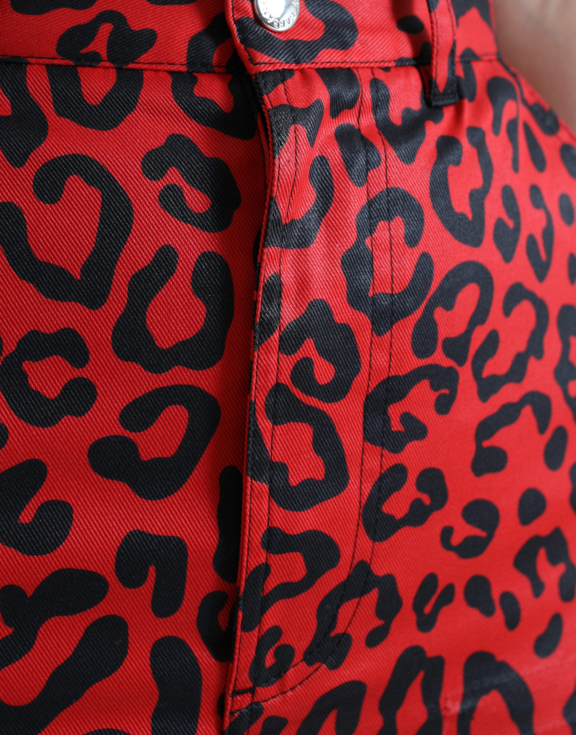 Dolce & Gabbana High Waist Red Leopard Mini Skirt
