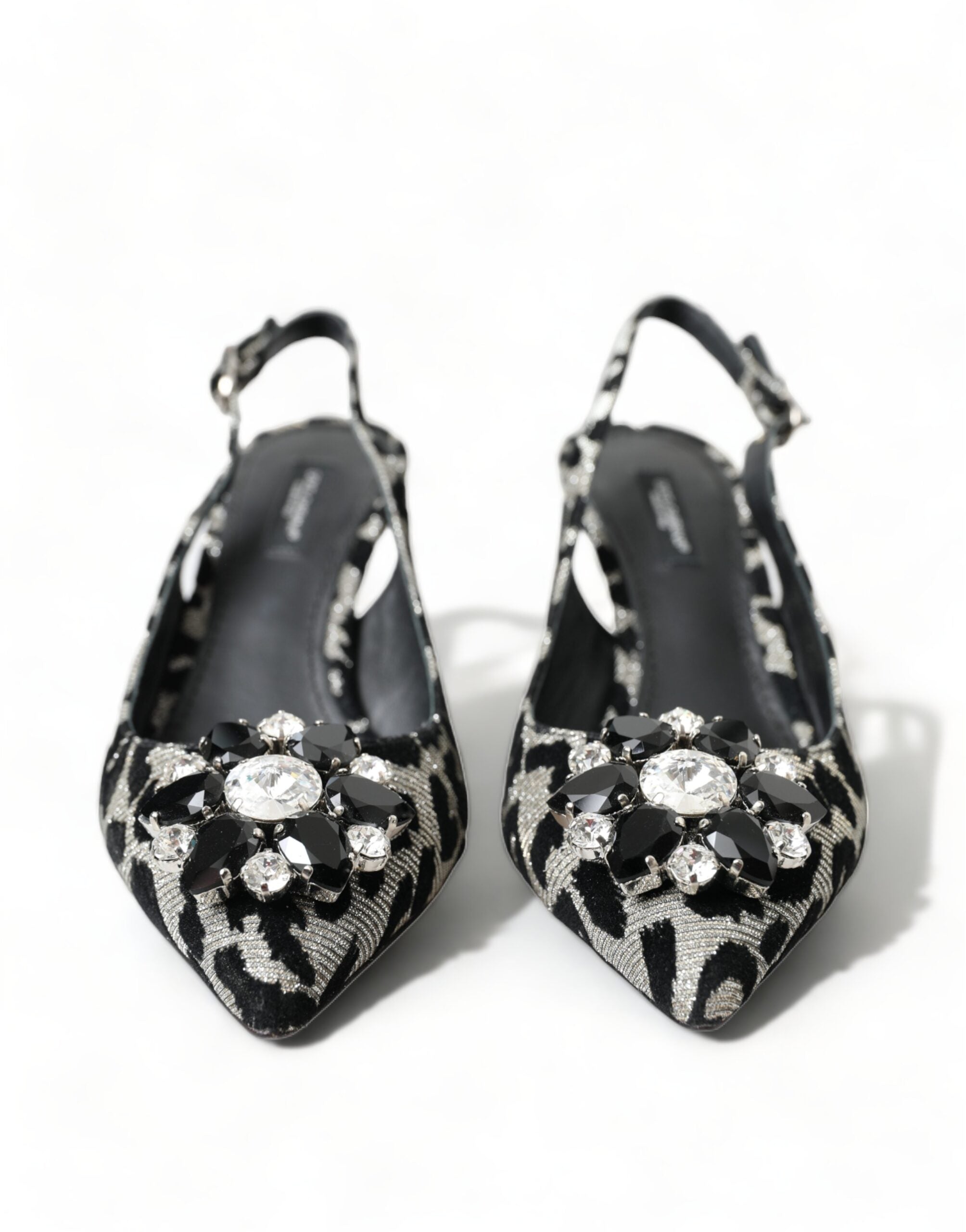 Обувки Dolce & Gabbana Silver Leopard Crystal Slingback