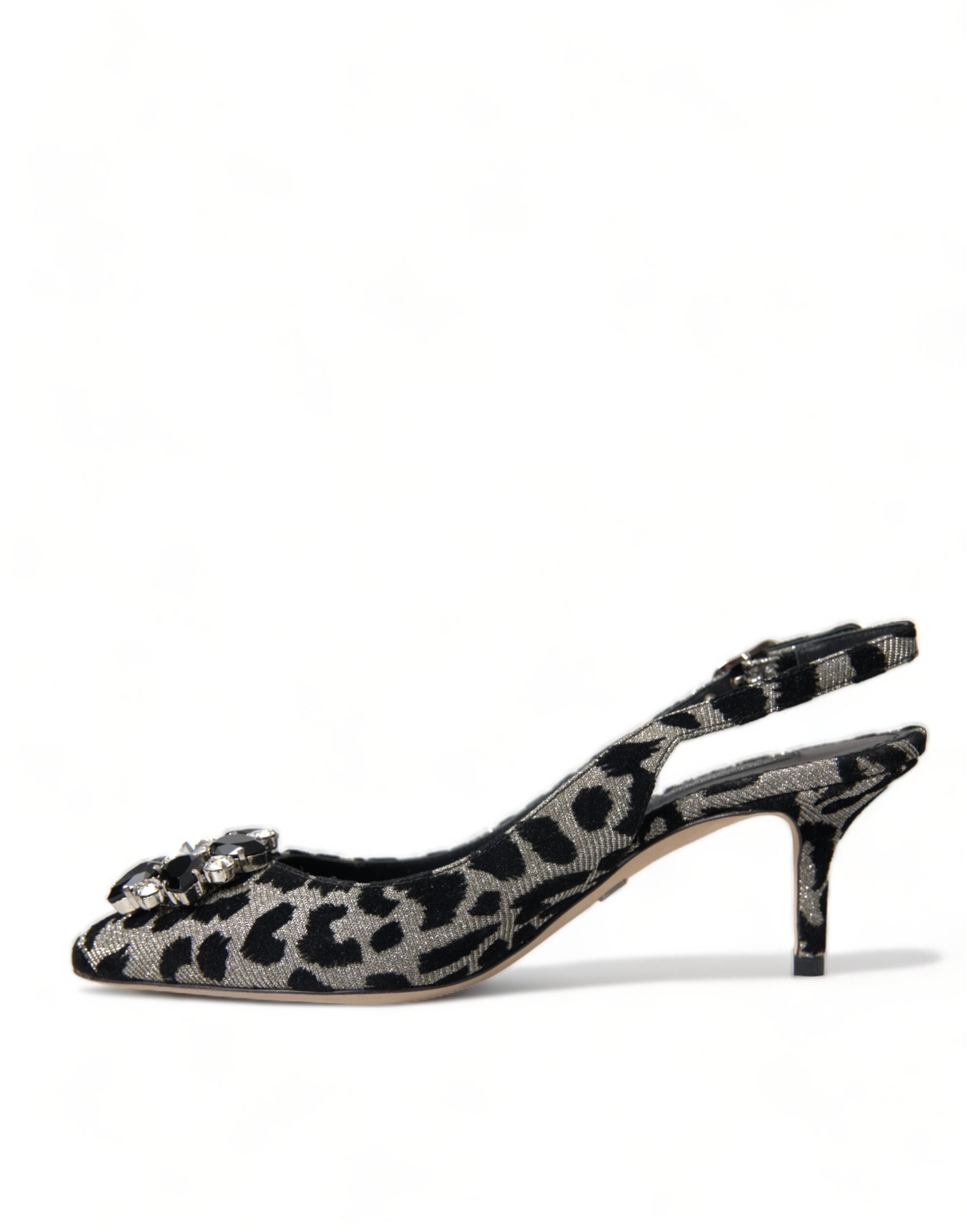 Обувки Dolce & Gabbana Silver Leopard Crystal Slingback