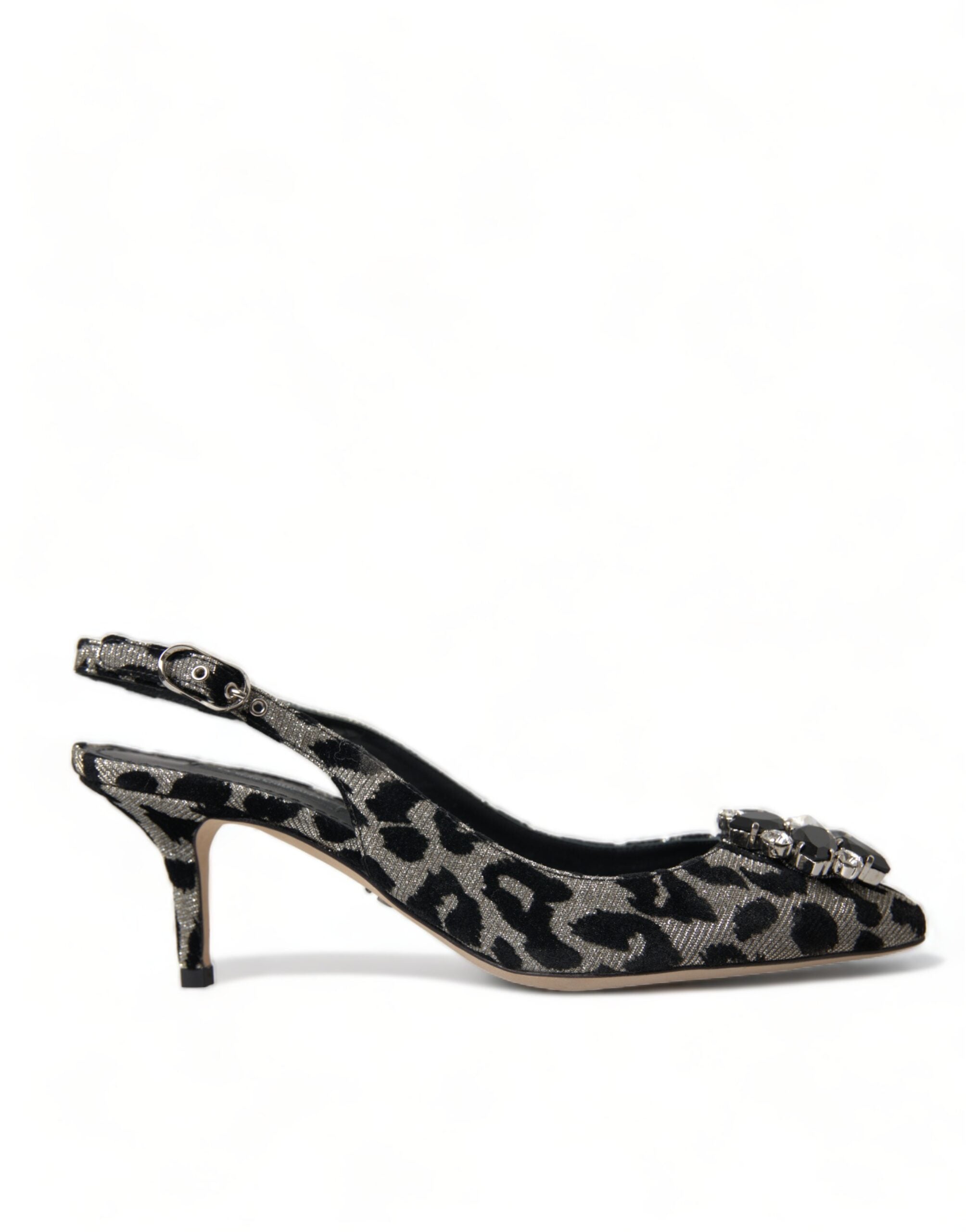 Обувки Dolce & Gabbana Silver Leopard Crystal Slingback