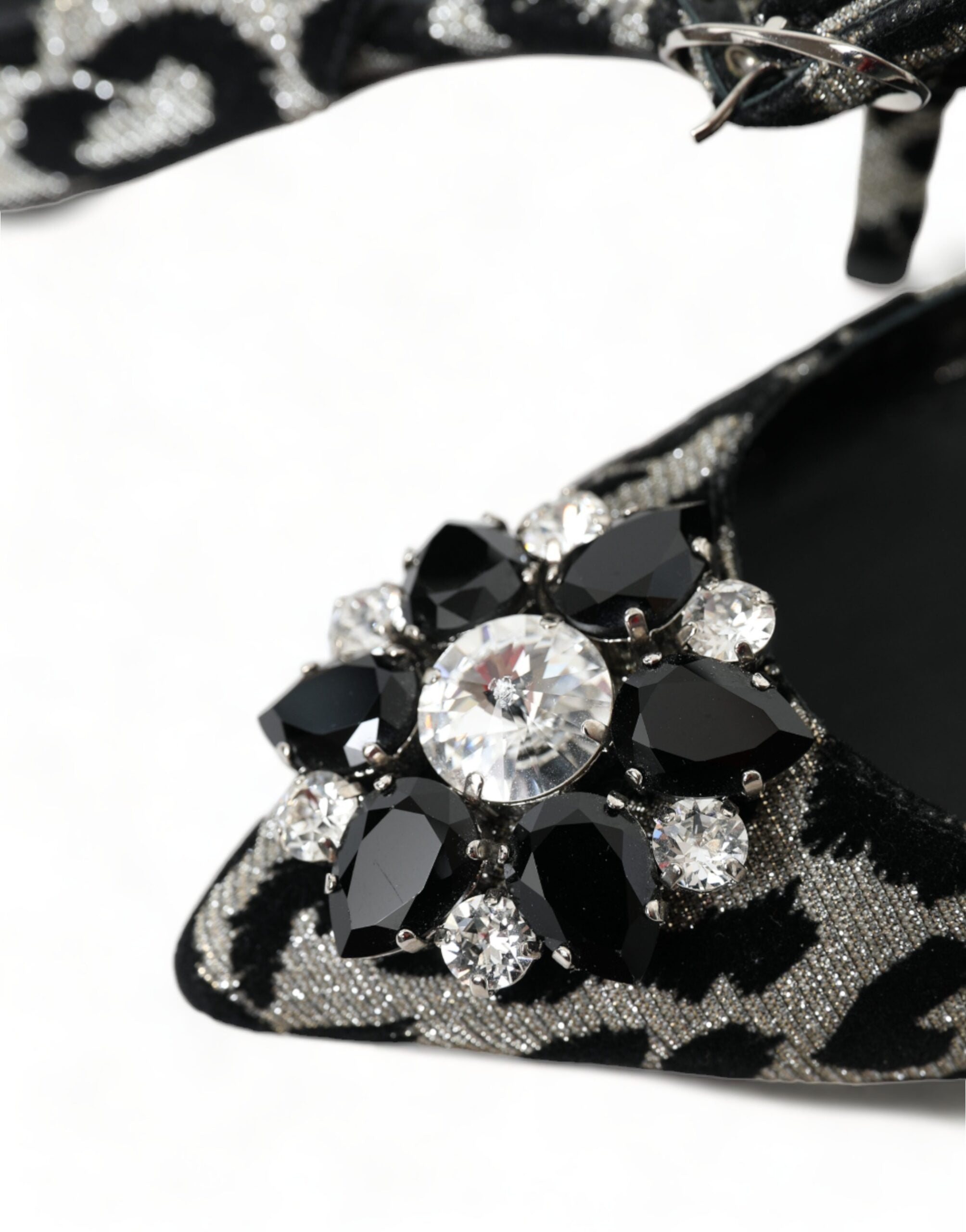Обувки Dolce & Gabbana Silver Leopard Crystal Slingback