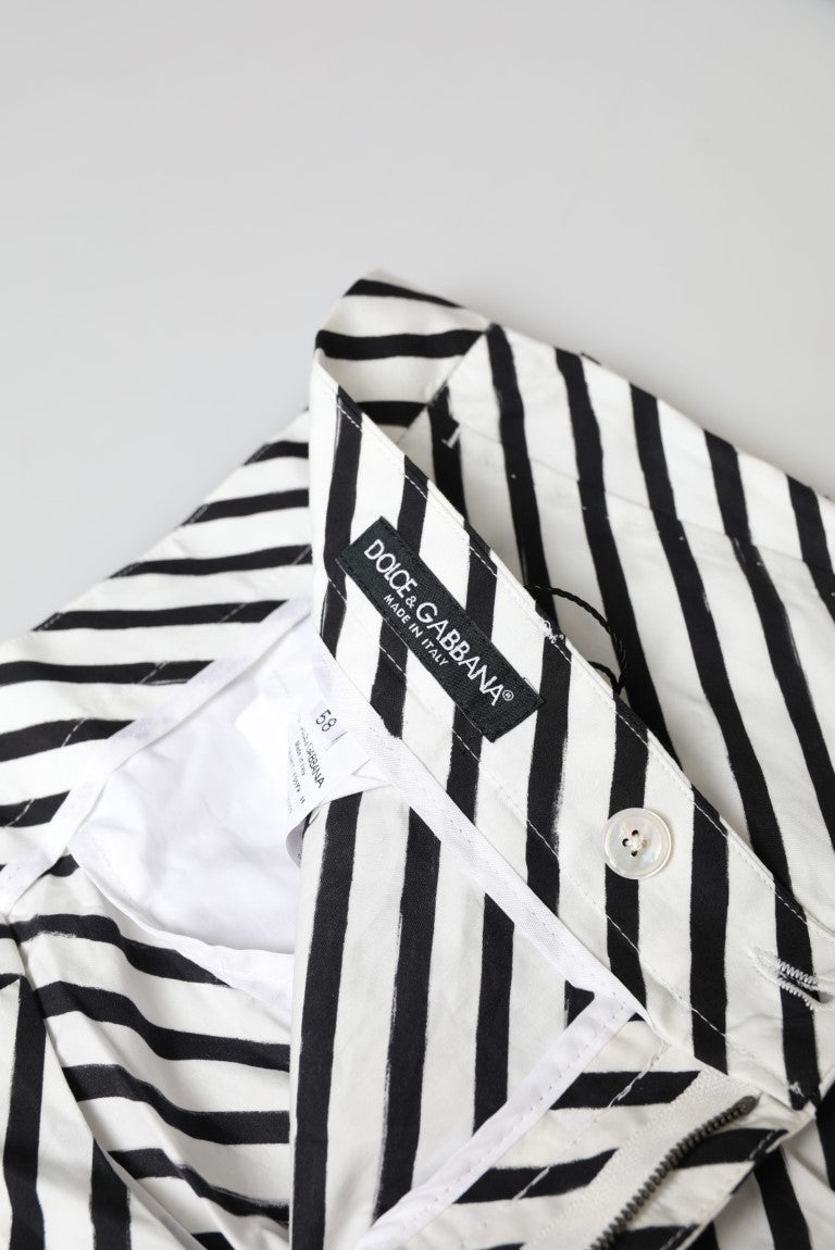 Dolce & Gabbana Бели черни панталони с памучни райета