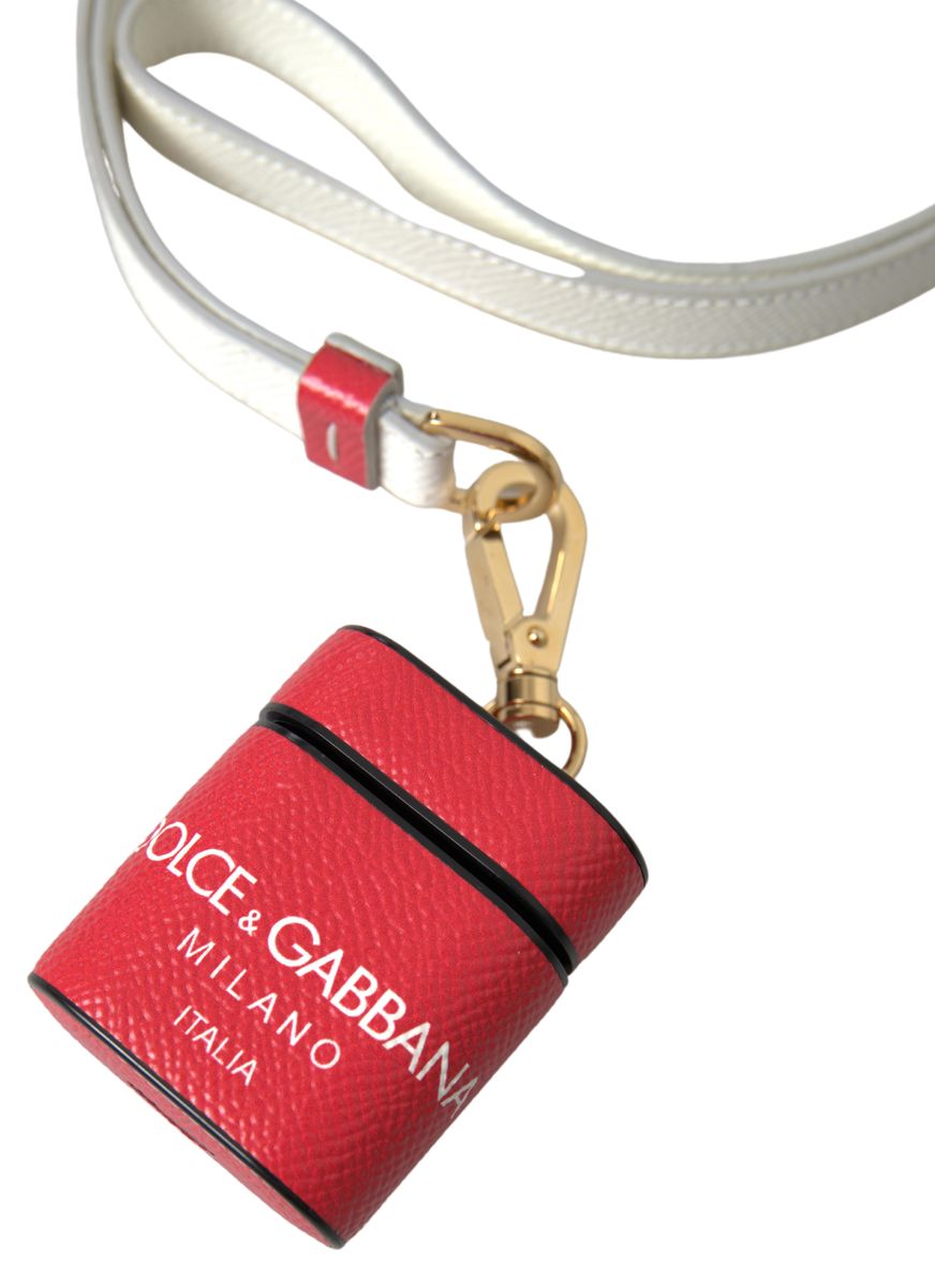 Dolce & Gabbana Elegant Red Calf Leather Airpods Case