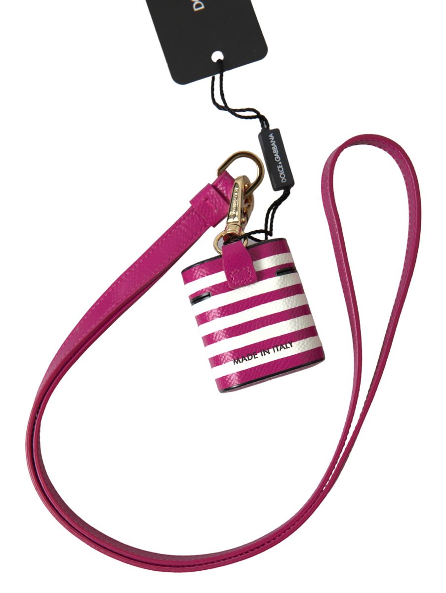 Dolce & Gabbana Chic Fuchsia Leather Airpods Case