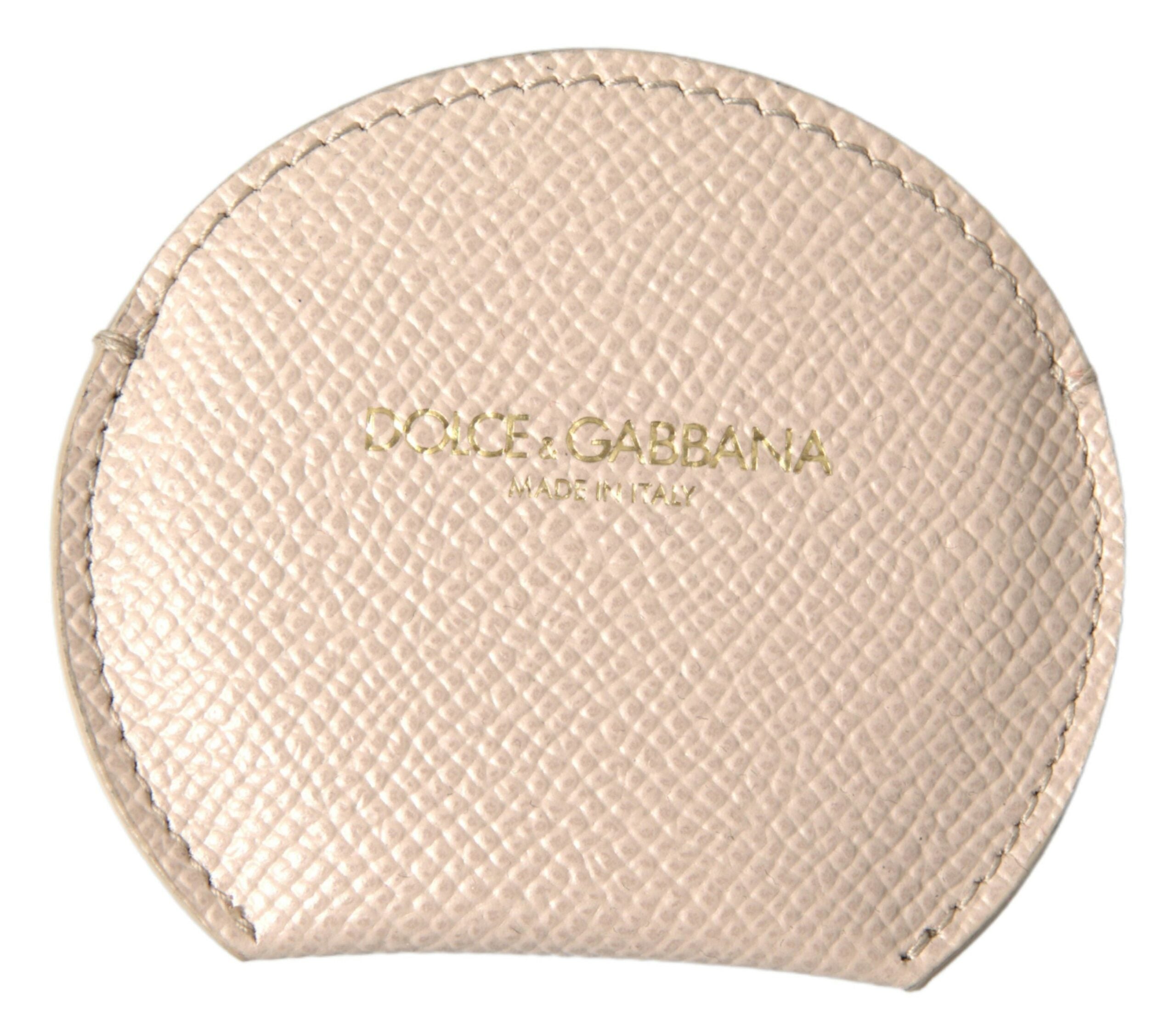Dolce & Gabbana Elegant Calfskin Leather Hand Mirror Holder